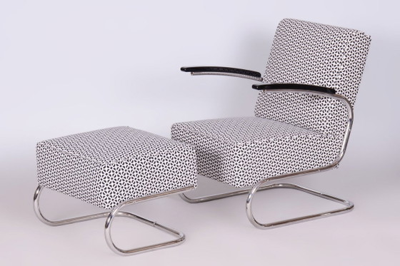 Restored Bauhaus Armchair, By W. Gispen For Mücke-Melder, Chrome, Czech, 1930s – W.H. Gispen, Metal, Textile (photo 9 of 12)