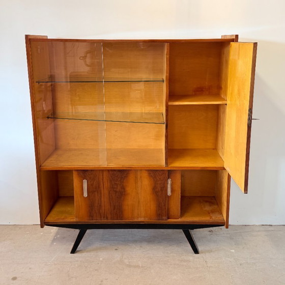 Image 1 of Playful high-gloss highboard with display case