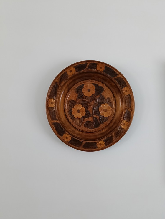 Large hand-carved wooden wall plate/dish 44 cm – Wall decoration (photo 3 of 9)