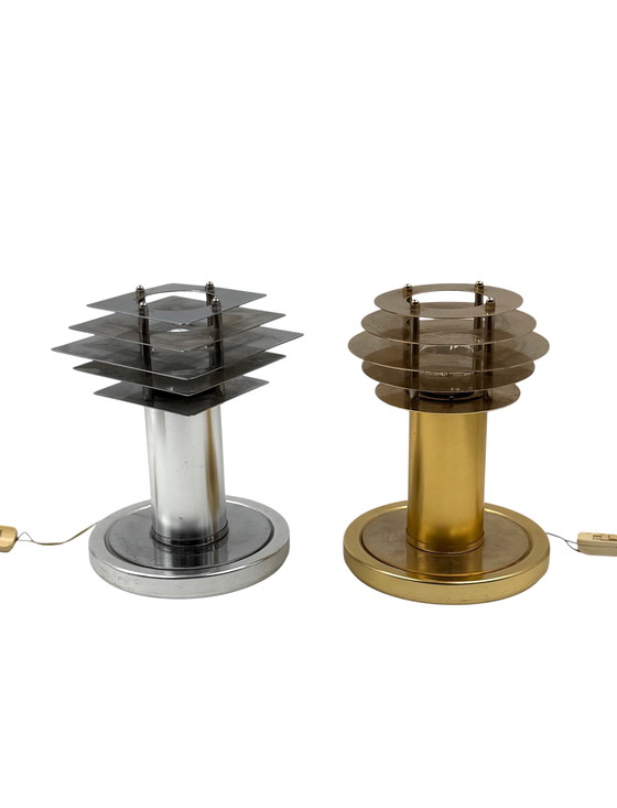 Image 1 of Ruimtetijdperk set van 2 tafellampen, Italië 1970