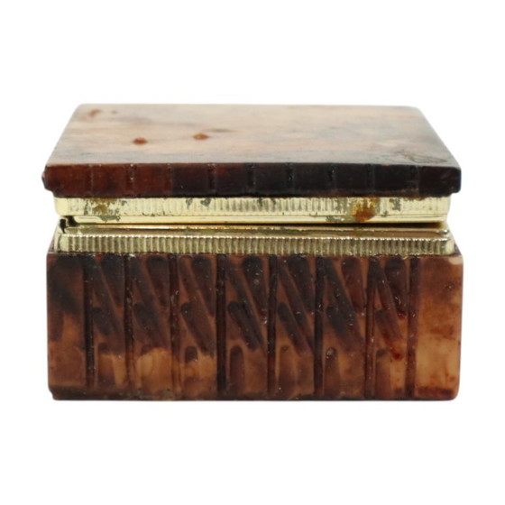 Image 1 of Scatola per fumatori vintage in alabastro arancione