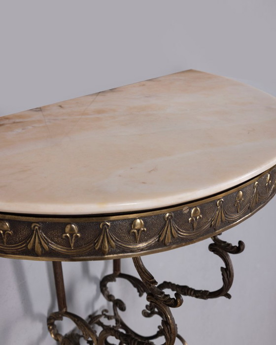 Console italienne vintage des années 1950 en laiton et marbre – Brass (photo 10 of 11)