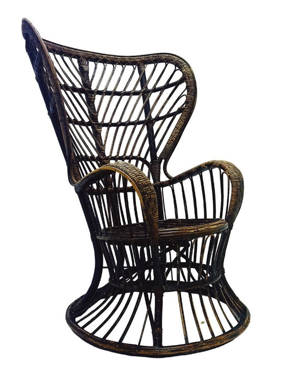 Image 1 of Sedia vintage in rattan a forma di pavone