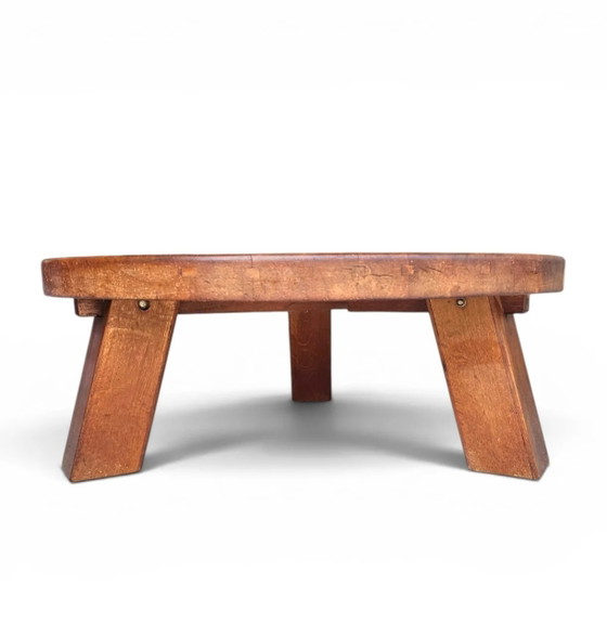Brutalist oak coffee table / heavy weight 75 kg / 1960s – Coffee table books (photo 10 of 19)