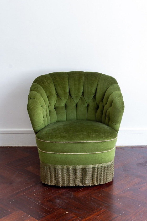 Image 1 of Green velvet vintage sofas