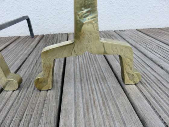 Image 1 of Anciens Chenets "Fleur De Lys" En Bronze Massif, Late 19th century, France