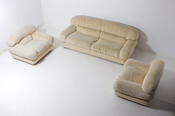 Image 1 of Elegantes sillones italianos en tela color crema, años 70