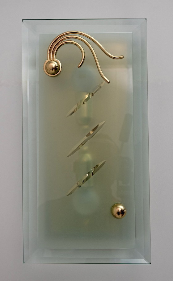 Image 1 of Paar moderne italienische Kristall- und Messingleuchten aus der Mid Century-Periode, 1970er Jahre