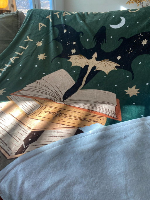 Emotionally Attached to Fictional Dragons Bookish Blanket, Fantasy Romance Reader Gift, Romantacy Book Merch