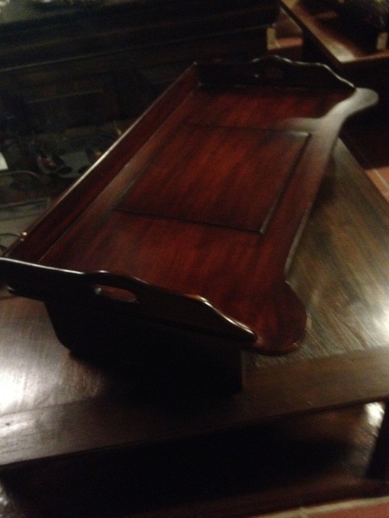 Image 1 of Mahonie dienblad opklapbaar boekensteun serveer-tableau