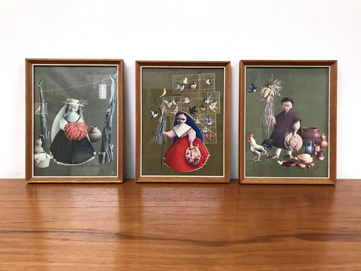 Charmantes estampes anglaises vintage des années 1960 par Hidalgo / Boots