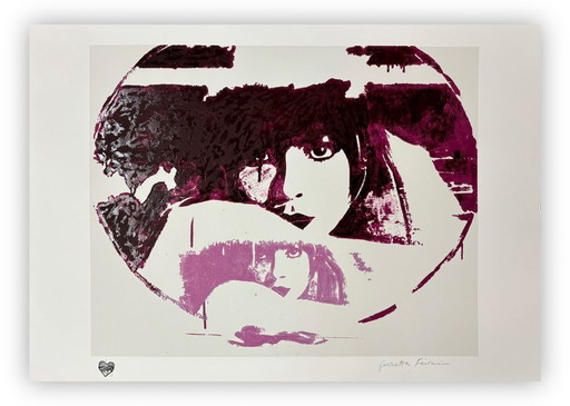 GIOSETTA FIORONI (Italian Pop Art). "Double Liberty, Violet" - Textured silkscreen with pigment, 70x100 cm