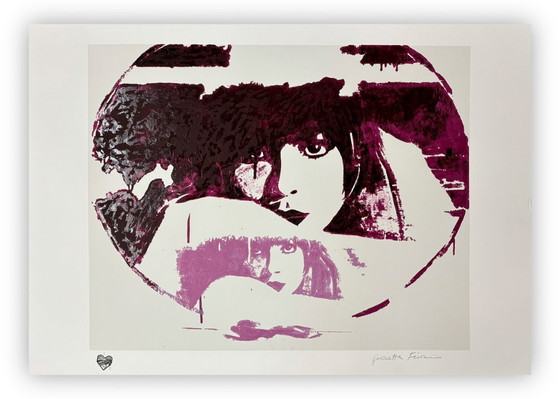 Image 1 of GIOSETTA FIORONI (Italian Pop Art). "Double Liberty, Violet" - Textured silkscreen with pigment, 70x100 cm