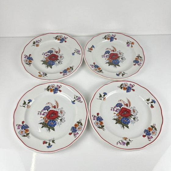 Set of 4 "Agreste" Dinner Plates, Sarreguemines, Late 20th Century, Pyroblan – Crockery, Porcelain (photo 7 of 8)