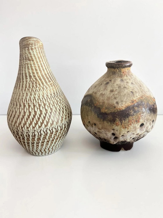 Vintage Ceramic Vases Set from West Germany | B&M Höhr Jug and Fat Lava Vase Bay Studio Pottery | Mid Century (photo 3 of 6)