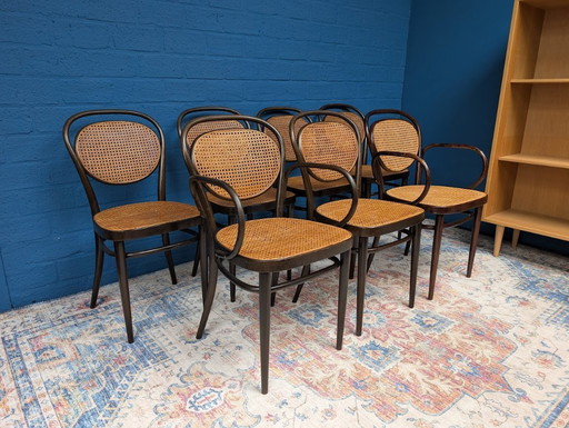 7x Vintage rattan chairs, model 215r, Thonet