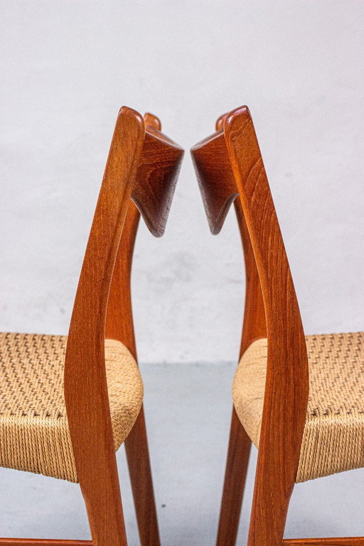 4 sedie Arne Wahl Iversen in teak, design danese, metà secolo, anni '60 – eetkamerstoelen, Wood (photo 2 of 18)