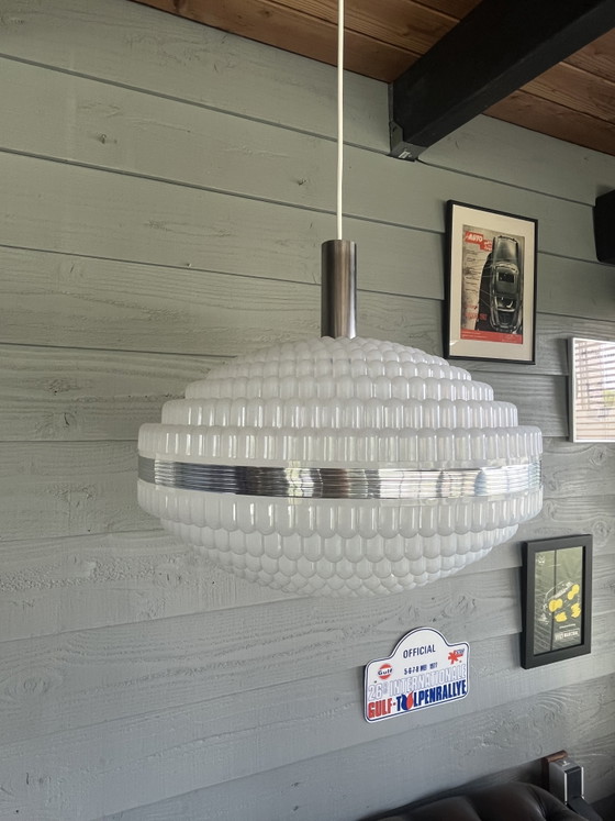 Image 1 of Lampada a sospensione Bubble vintage di grandi dimensioni dell'era spaziale Erco Leuchten,