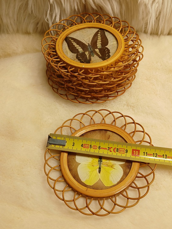 Image 1 of Sottobicchieri vintage in bambù con farfalle