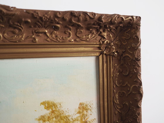 Image 1 of Peinture "The Road by the Pond", design scandinave, années 1970