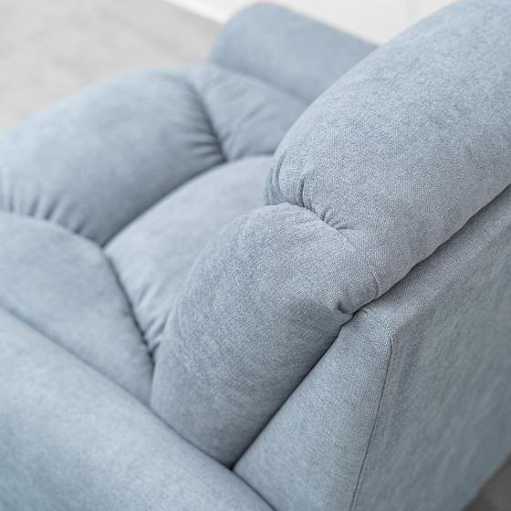 Coppia di poltrone vintage italiane in tessuto azzurro – Design anni '50 – Mid Century Modern (photo 10 of 11)