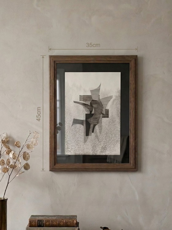 Image 1 of Original framed artwork on paper, signed Eugène Eechaut, created in ink in 1973