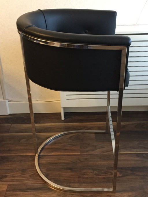 NUOVO set di 2 SGABELLI DA BAR DI DESIGN MOLTO LUSSUOSISSIMO in pelle di vacchetta tinta in massa nera