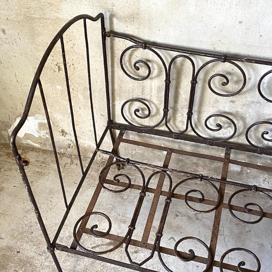 Vintage Smeedijzeren Bank – Eenpersoonsbedden, Iron (photo 8 of 8)