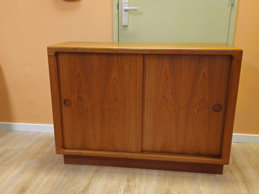 Vintage Silkeborg Danish Sliding Door Sideboard Cabinet Lowboard Small Cabinet Sliding Doors