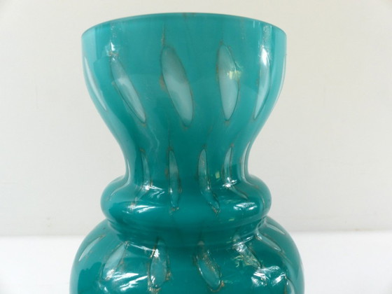 Pair of Covered Turquoise and Aventurine Glass Jars, Murano – 20th Century – Decorative Objects (photo 8 of 13)