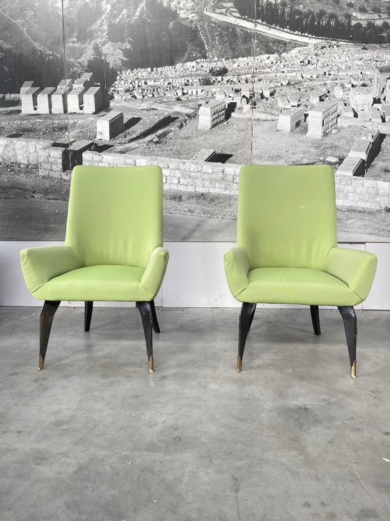 Sedie italiane di design moderno di metà secolo degli anni '60 di Melchiorre Bega – Poltrone, Textile, Wood (photo 2 of 6)