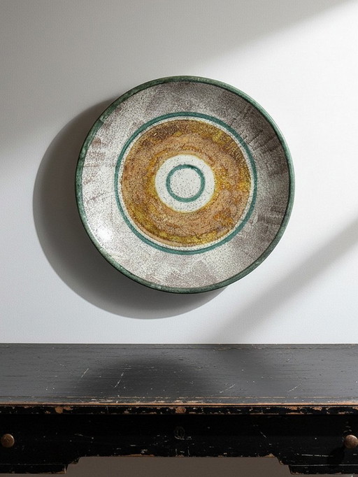 Large vintage ceramic art bowl from the 1950s-60s, suitable for wall decoration or fruit bowl