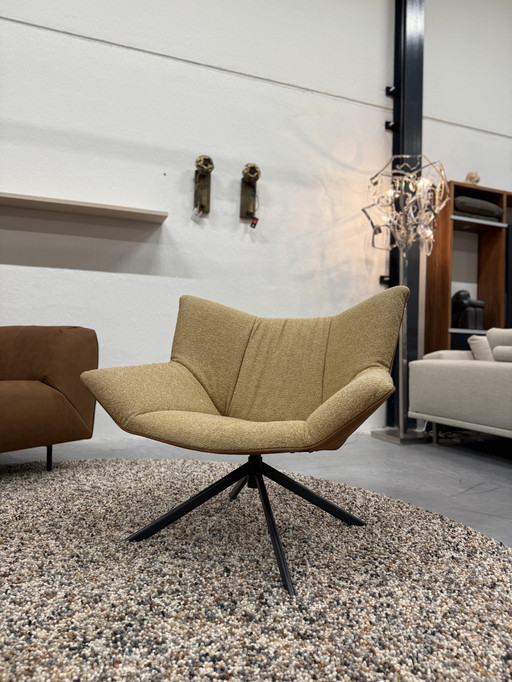 Label van den Berg Gustav Swivel Armchair with Gin Ottoman