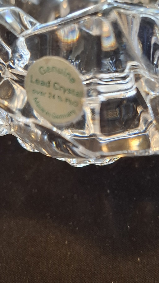 2 glass tealight holders 24% lead crystal Goebel