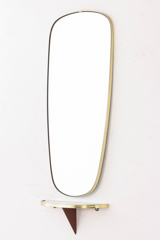 Espejo Johansen Copenhagen con consola / Espejo de pared de mediados de siglo / Diseño danés de los años 60
