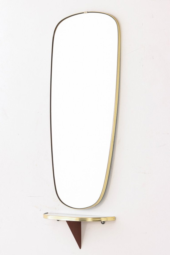 Image 1 of Espejo Johansen Copenhagen con consola / Espejo de pared de mediados de siglo / Diseño danés de los años 60