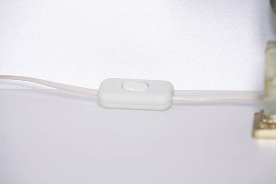 Image 1 of Lampada da tavolo in ottone, pietra naturale beige, vintage anni '70