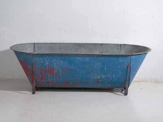 Baignoire ancienne en zinc galvanisé – Bac industriel européen – circa 1900 #1 – Cache pots, Iron, Rustic (photo 25 of 39)