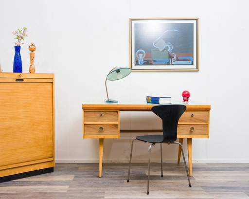 Desk from the 50s, beech/resopal. Manufacturer: Ekawerk