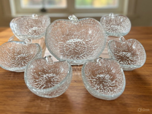 Juego de 7 cuencos de cristal Covetro con forma de manzana, estilo vintage: ¡un conjunto retro único!