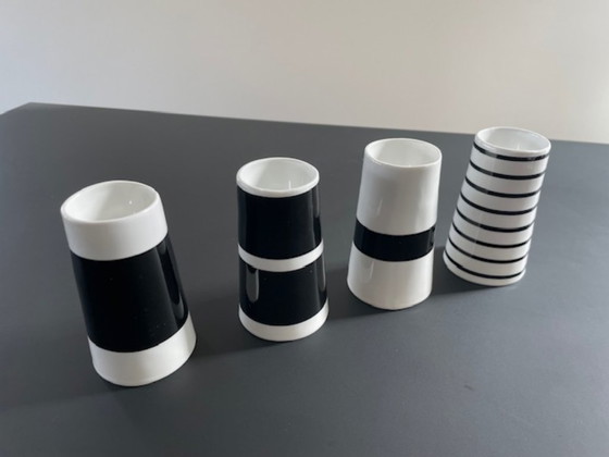 Image 1 of Set of 4 Scandinavian design porcelain egg cups