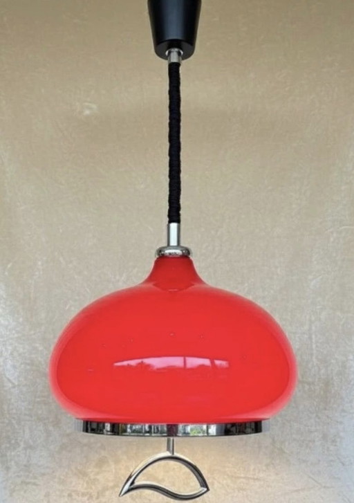 Hanglamp jaren 70 met vetro opaale kap