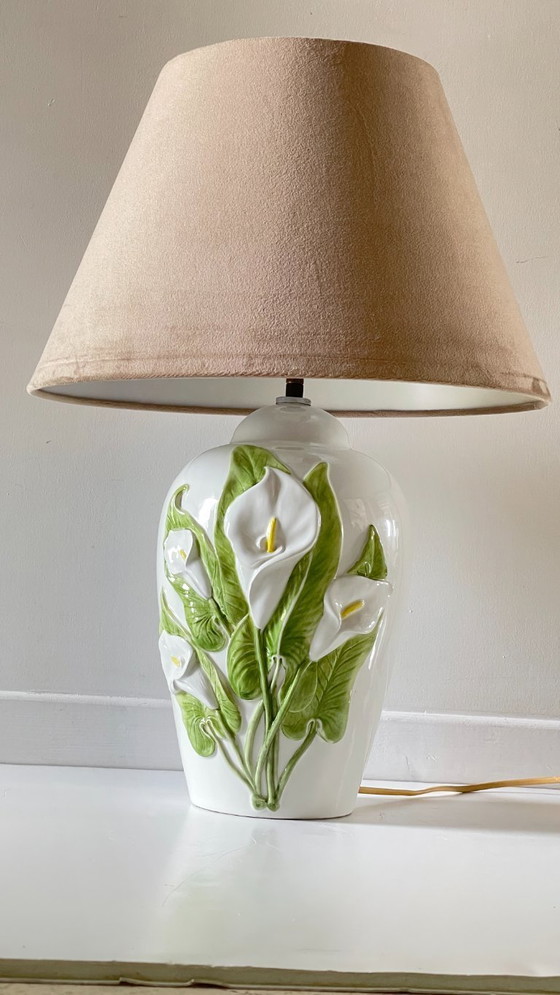 Image 1 of LAMPE Italienne Fleurs d'ARUM Vintage