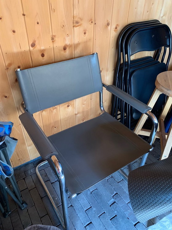 Image 1 of 11 unieke Matteo Grassi MG5 cantilever stoelen chroom/leer - met ingestempeld design logo. Topprijs voor snelle beslissers!