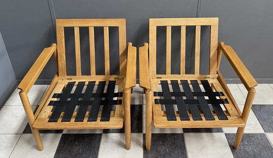 Image 1 of set di poltrone in tessuto verde e legno 1960