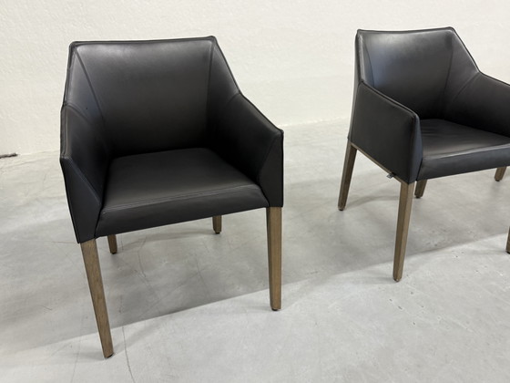 Image 1 of 4 Chaise de salle à manger Leolux Pyrite en cuir noir