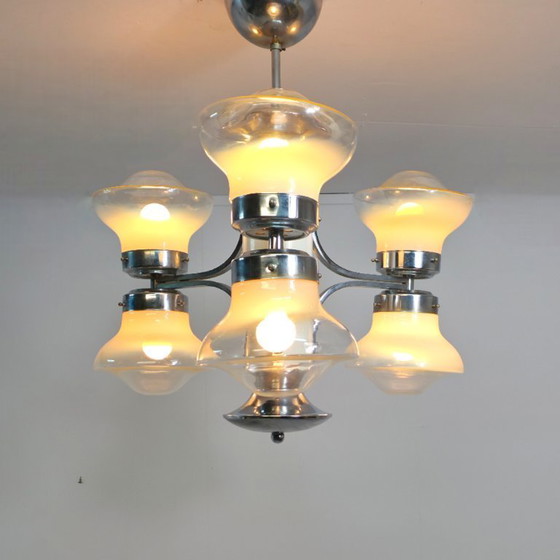 Image 1 of Mazzega Deckenleuchte, brutalistischer Murano-Kronleuchter aus den 1950er Jahren