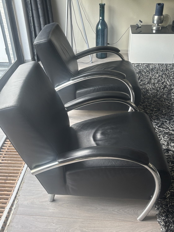 Leder 2,5-Sitzer Sofa + Molinari Sessel – 2 Sitzer Sofas, Leather, Chrome (photo 6 of 10)