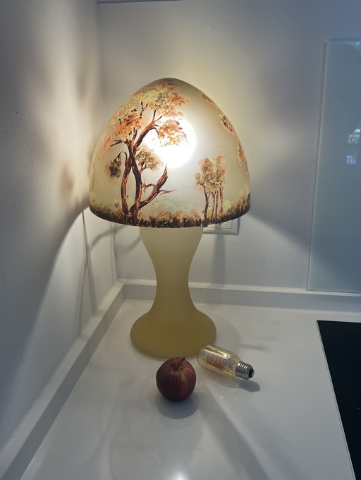 Paddenstoellamp gallé stijl handgemaakt