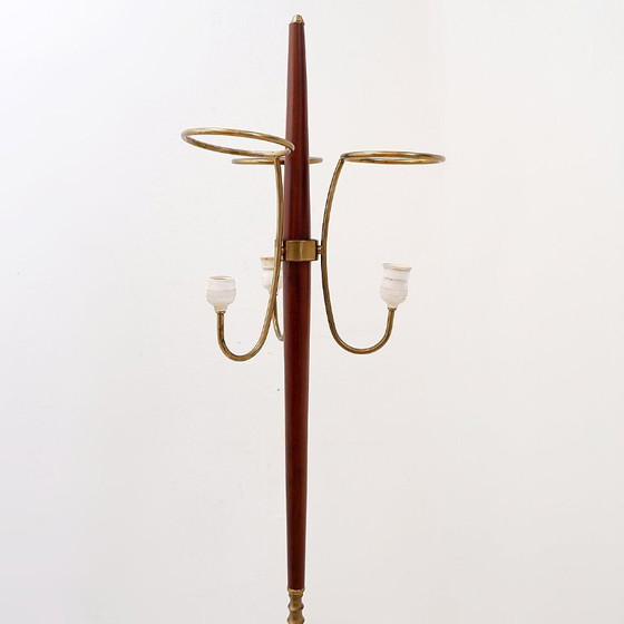 Image 1 of Three-arm tripod floor lamp with opaline glass, attributed to Stilnovo - 1950s